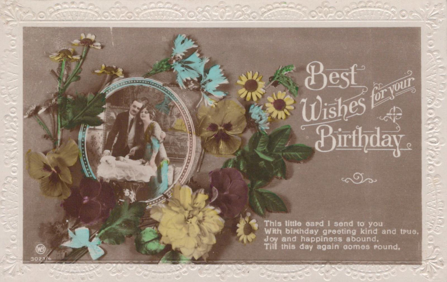 Greetings Postcard - Best Wishes For Your Birthday, Flowers  VT523