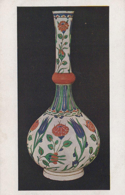 V & A Museum Postcard - 16th-Century Turkish Glazed Earthenware Bottle  VT527
