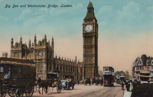 London Postcard - Big Ben and Westminster Bridge   VT541