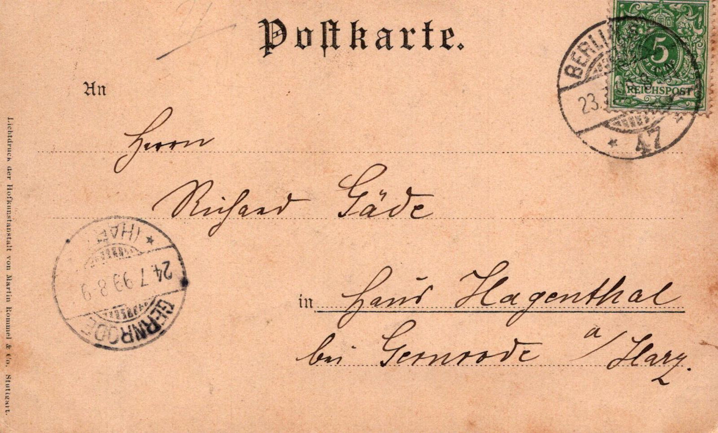 Art Postcard - Illustration From Aus A. Hendschel's Skizzenbuch VT550
