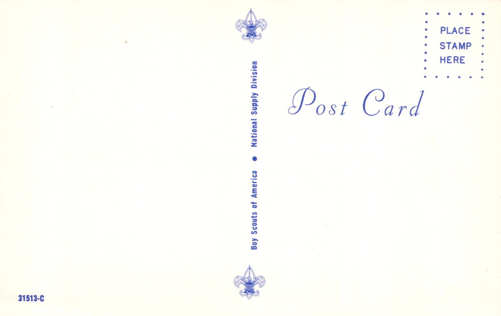 Blank postcard with Scout logo and text on a white background