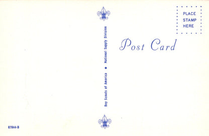 Blank postcard with Boy Scouts of America logo and text on a white background