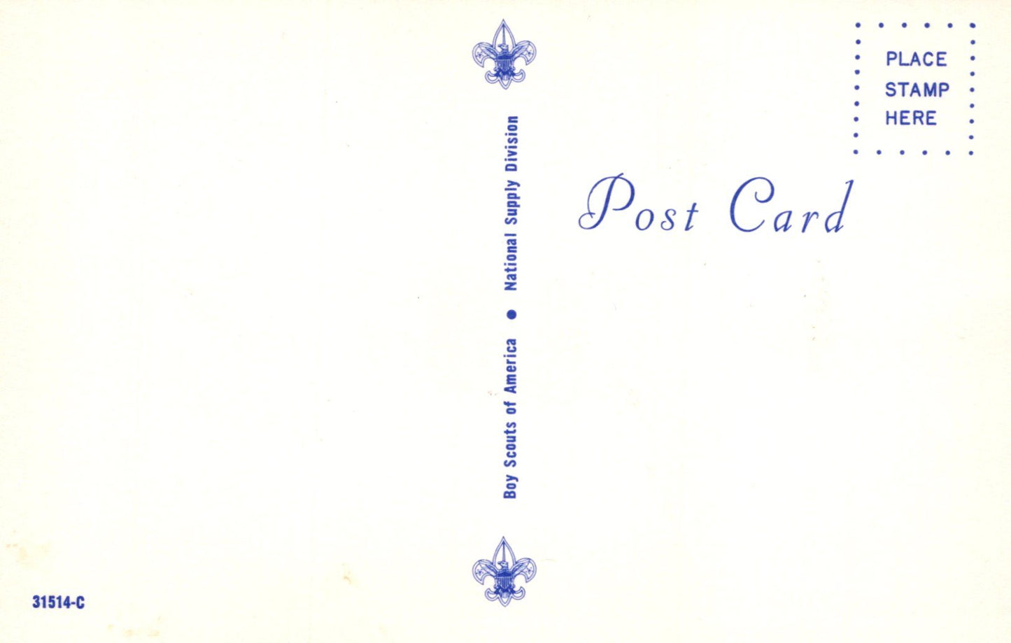 Blank postcard with Scout logo and text on a light background