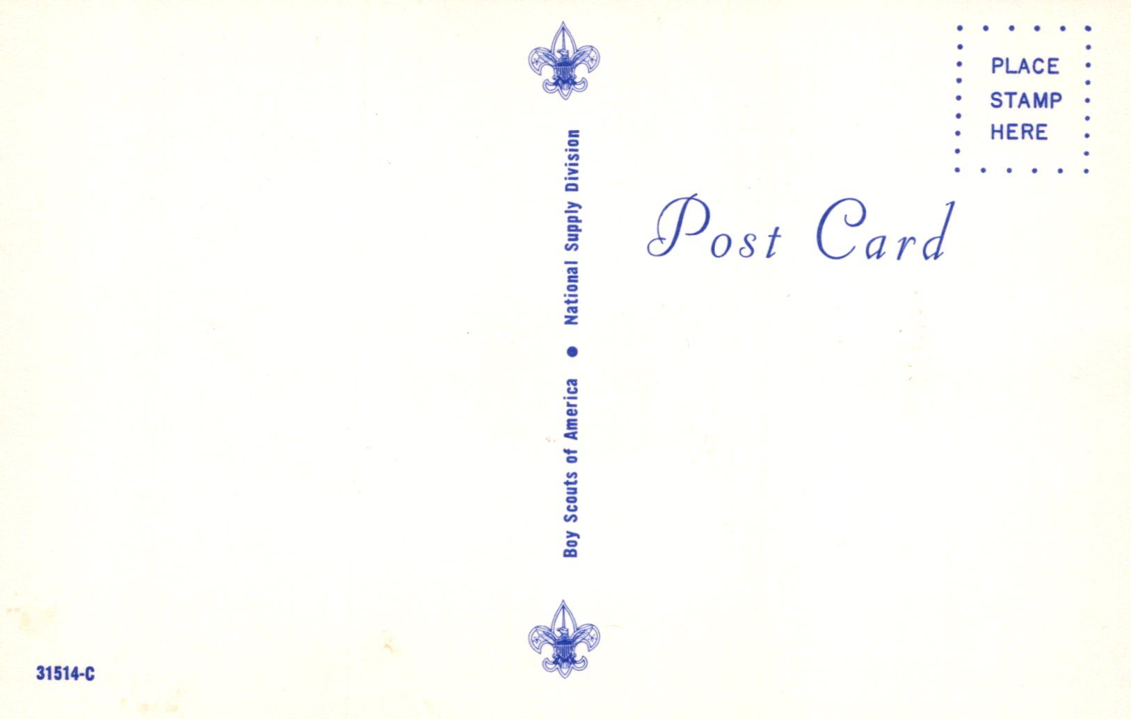 Blank postcard with Scout logo and text on a light background