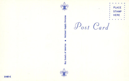 Blank postcard with Boy Scouts of America logo and text on a white background