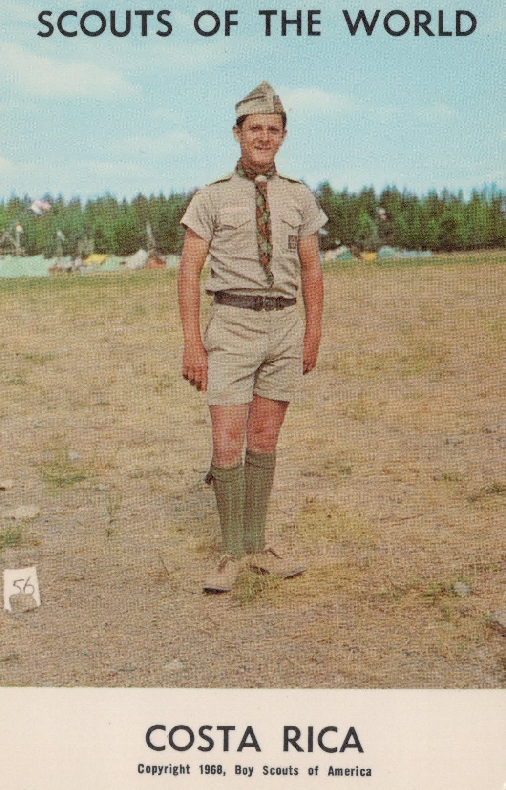 Scout in uniform standing in a field with 'Scouts of the World' and 'Costa Rica' text at the bottom.