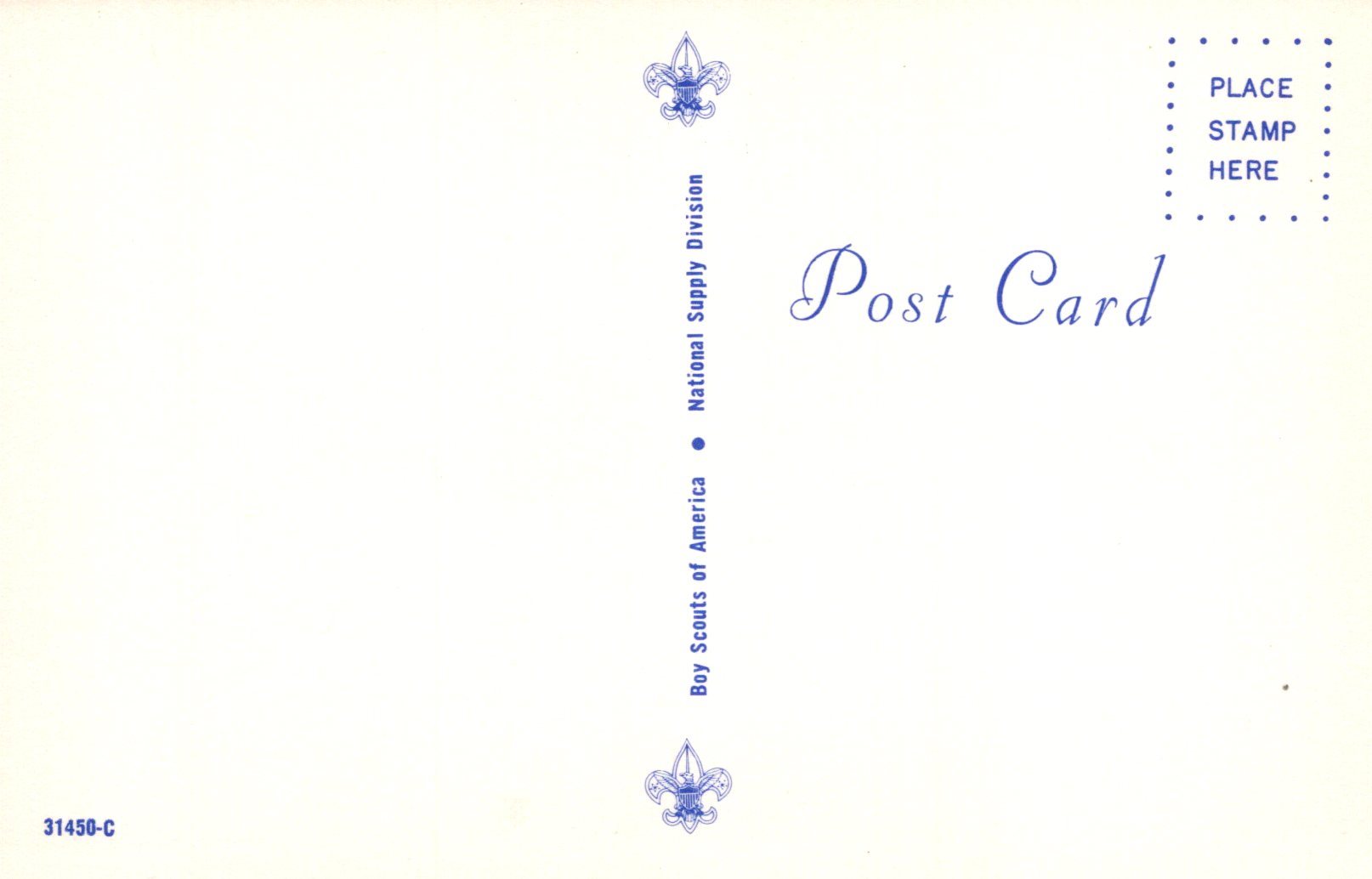 Blank postcard with Boy Scouts of America logo and text