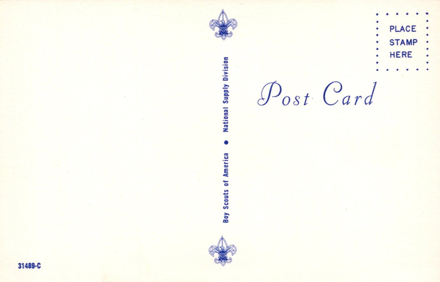 Vintage postcard with Boy Scouts of America logo and text on a light background