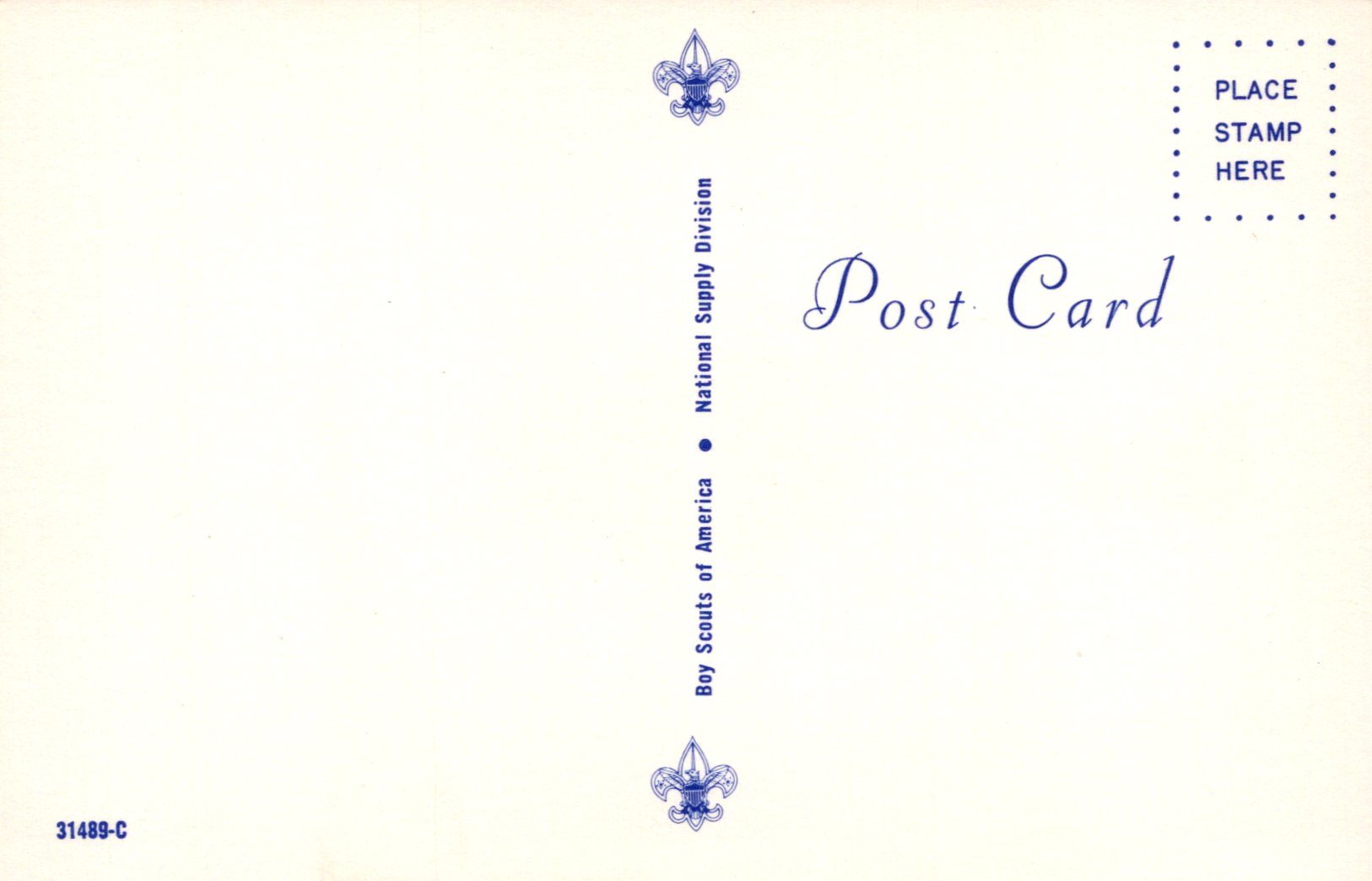 Vintage postcard with Boy Scouts of America logo and text on a light background