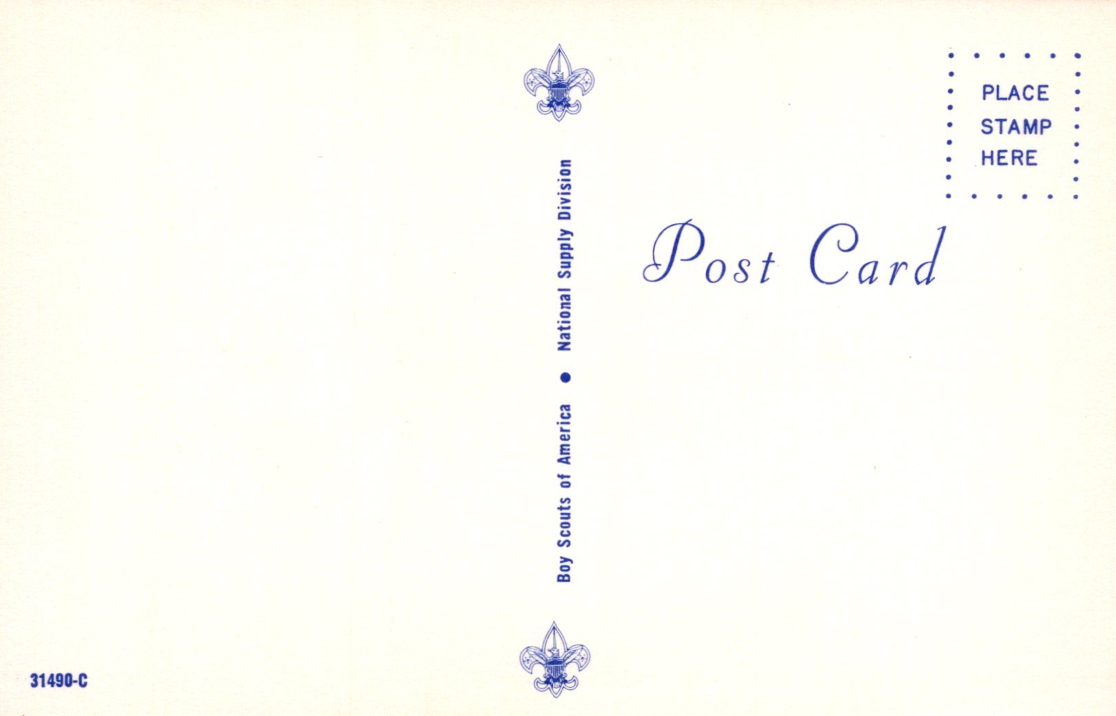 Vintage postcard with Scout emblem and text on a light background