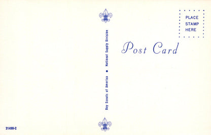 Vintage postcard with Scout emblem and text on a light background
