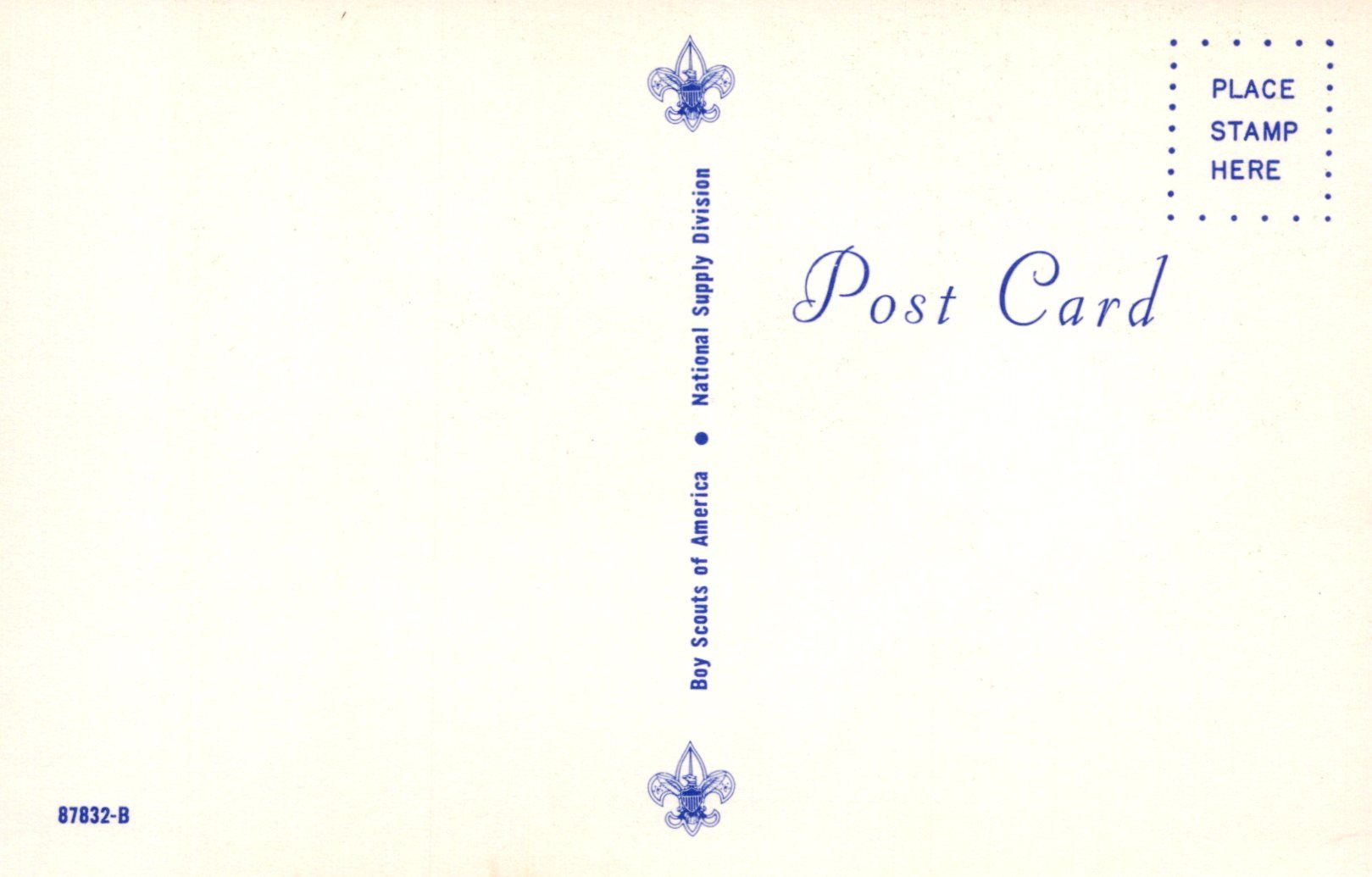 Vintage postcard with Boy Scouts of America logo and text on a light background
