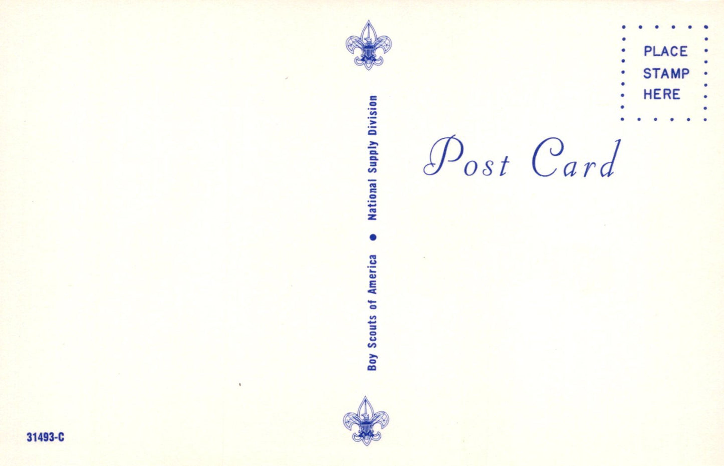 Vintage postcard with Boy Scouts of America logo and text on a light background