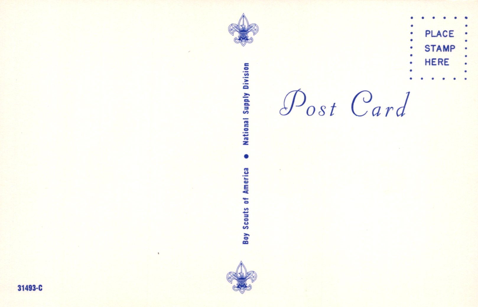 Vintage postcard with Boy Scouts of America logo and text on a light background