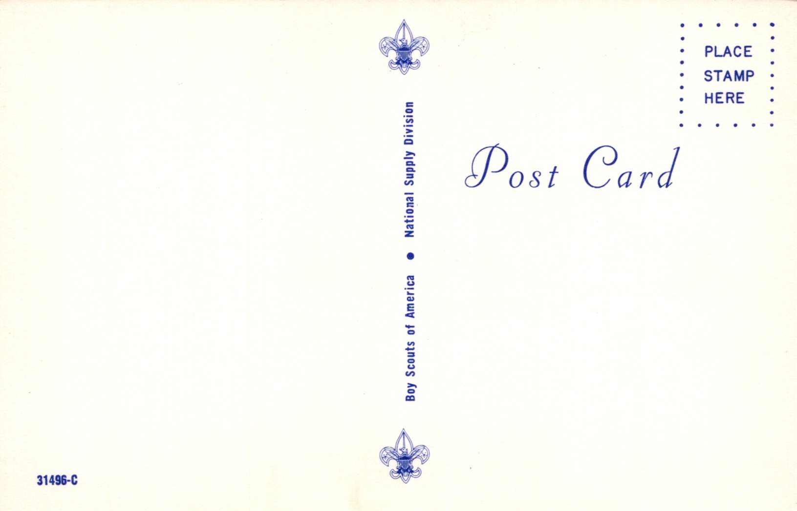 Vintage postcard with Boy Scouts of America logo and text on a light background
