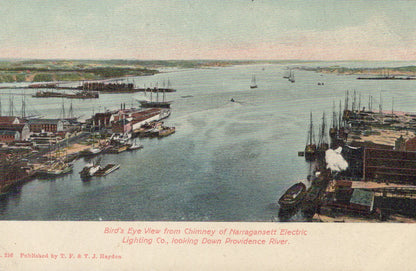 Vintage postcard of a harbor scene with boats and buildings, published by T. F. & A. T. Hayden.