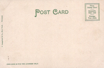 Vintage postcard with text and stamp placeholder on beige background