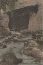 Load image into Gallery viewer, Grotto with water flowing through it, labeled &#39;Sassenage Grotte aux Caves&#39;.
