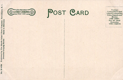 Back of a vintage postcard with Litho-Chrome logo and text.