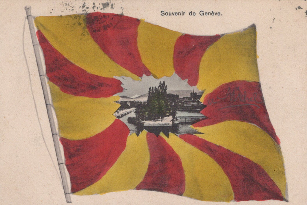 Switzerland Postcard - Flag, Souvenir of Geneve  SW20827