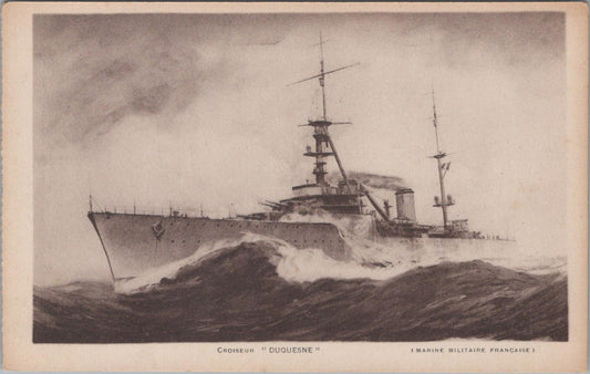 Naval History Postcard - French Heavy Cruiser Duquesne at Sea  XT359
