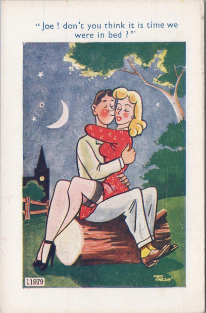 Comic Postcard - Loving Couple, Relationship, Bed, Artist Trow  XT362