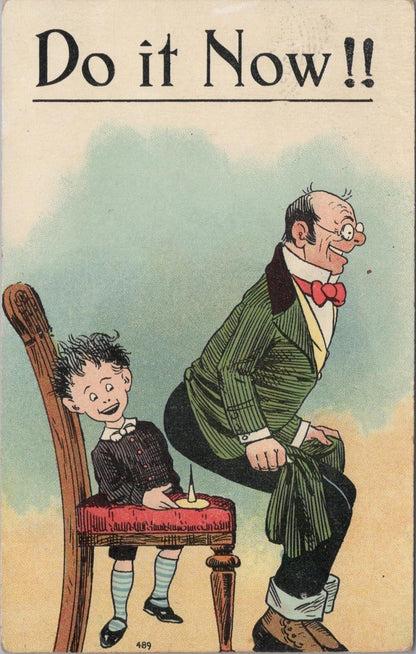 Comic Postcard - Seat, Mischievous Child, Pin, Do It Now!!  XT368