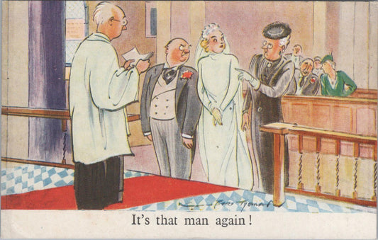 Comic Postcard - Wedding Ceremony, Bride and Groom, Vicar, Clergy   XT370