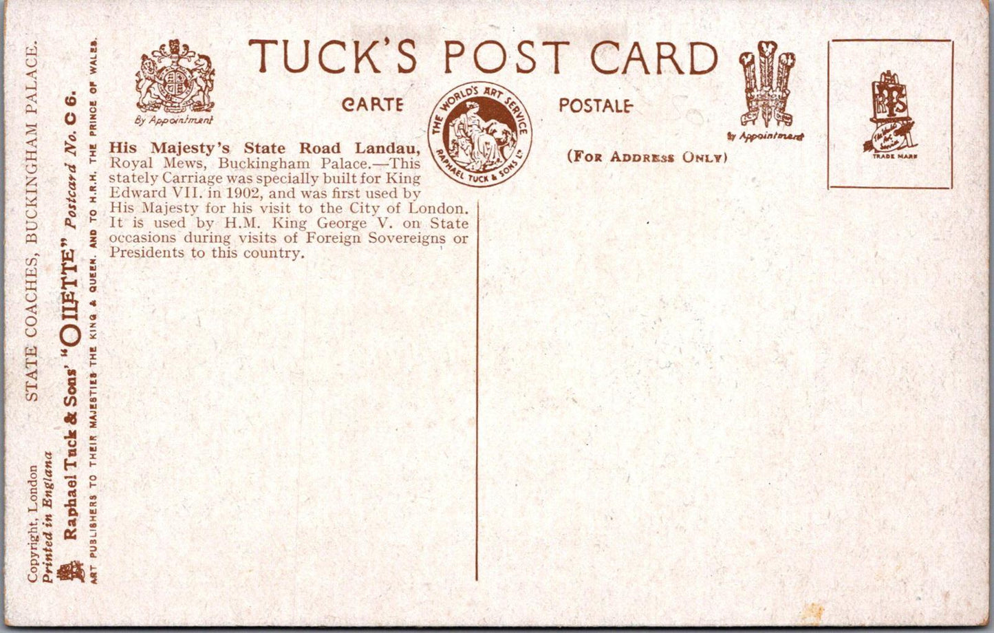 Royalty Postcard - State Coaches, Buckingham Palace  XT380