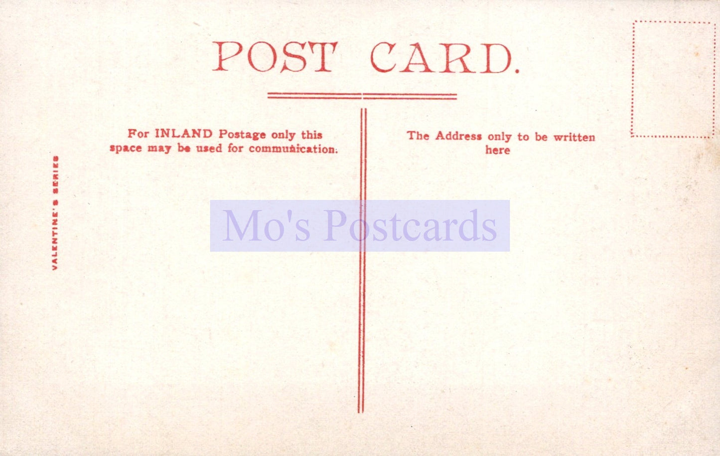 Vintage-style postcard with 'Mo's Postcards' branding on a light background