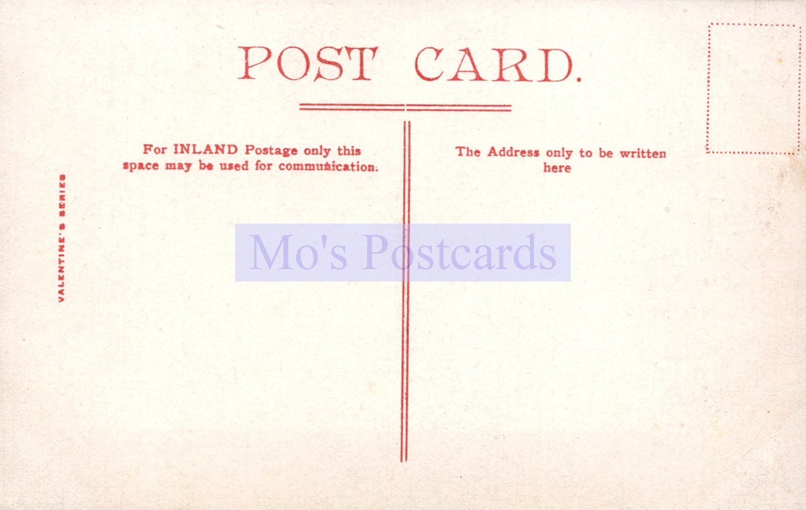 Vintage-style postcard with 'Mo's Postcards' branding on a light background