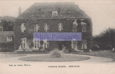 Manor house with a circular driveway and trees in the background, published by Jukes of Wilton.