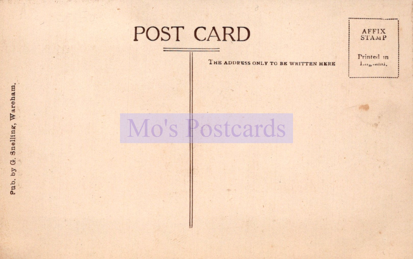 Vintage-style postcard with 'Mo's Postcards' branding on a beige background
