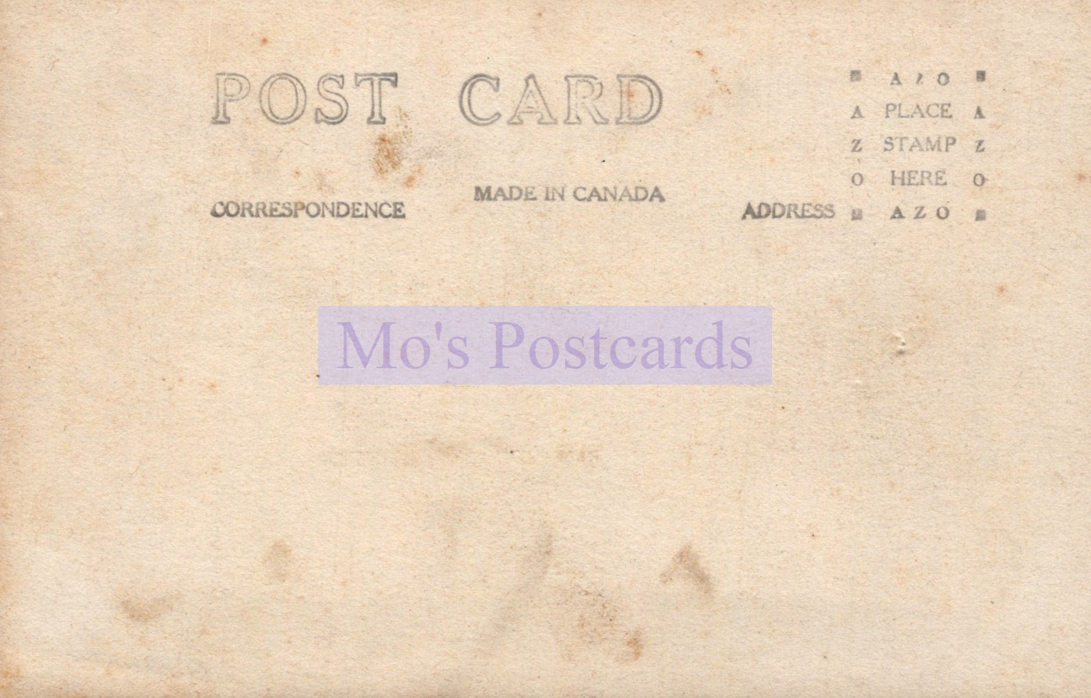 Vintage-style postcard with 'Mo's Postcards' branding on a beige background
