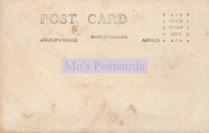 Vintage-style postcard with 'Mo's Postcards' branding on a beige background