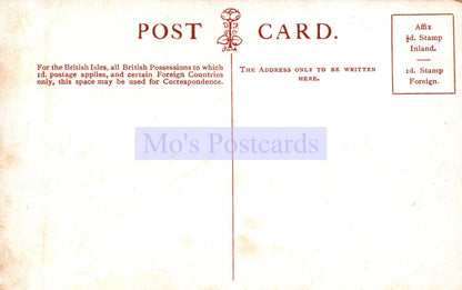 Vintage postcard with text and a brand name 'Mo's Postcards' on a white background