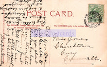 Load image into Gallery viewer, Vintage postcard with handwritten text and a stamp, featuring the word &#39;POSTCARD&#39;.
