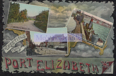 Multiview postcard of Port Elizabeth with scenic images and text.