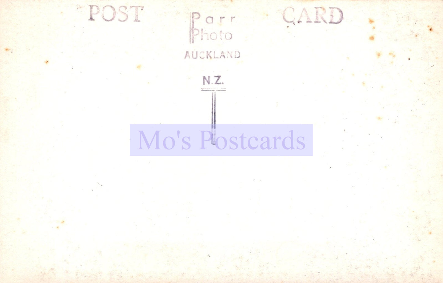 Vintage-style postcard with 'Mo's Postcards' branding on a light background