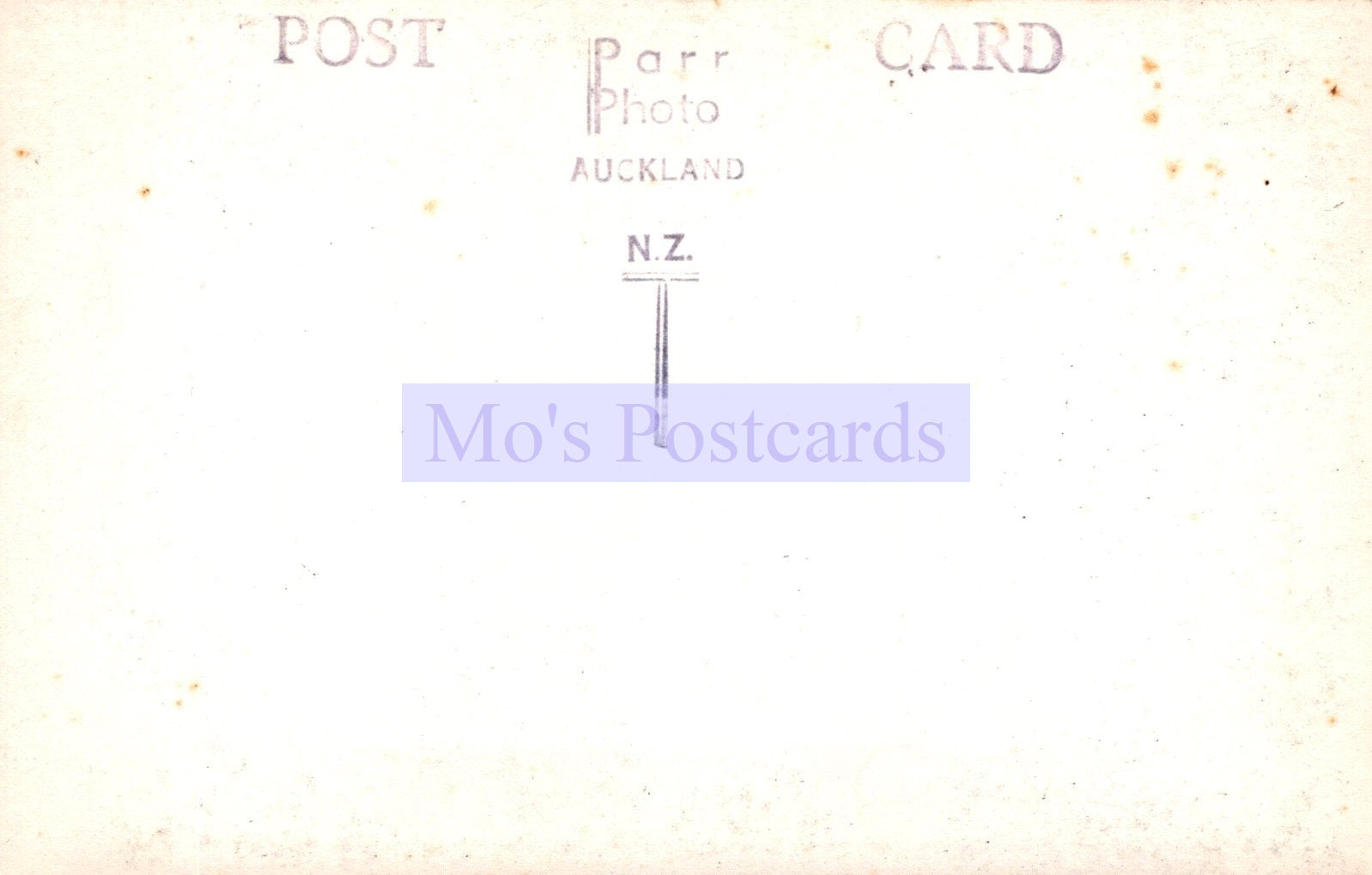 Vintage-style postcard with 'Mo's Postcards' branding on a light background