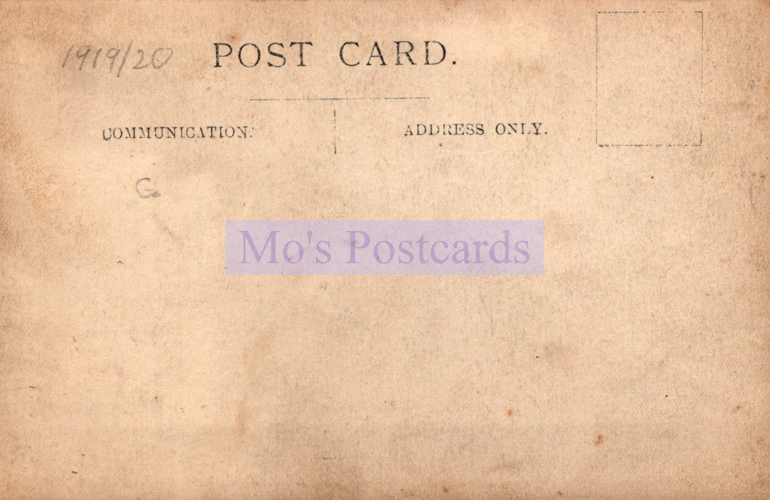 Vintage postcard with 'Mo's Postcards' label
