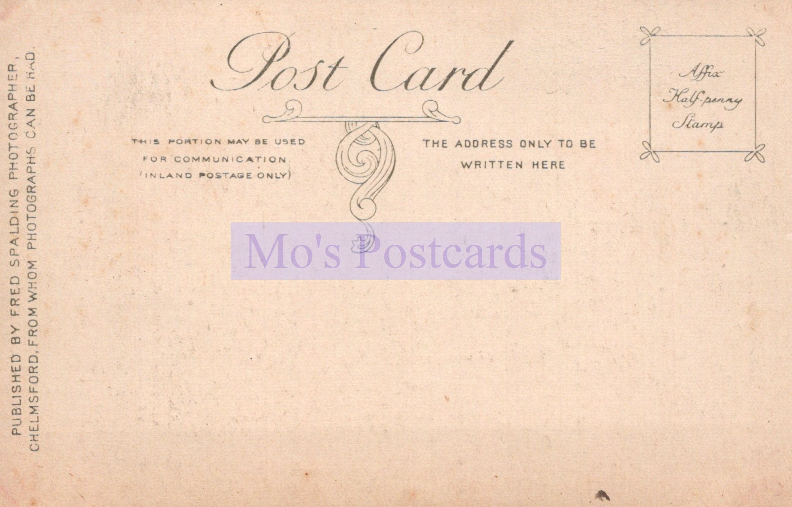 Vintage-style postcard with decorative text and 'Mo's Postcards' branding.