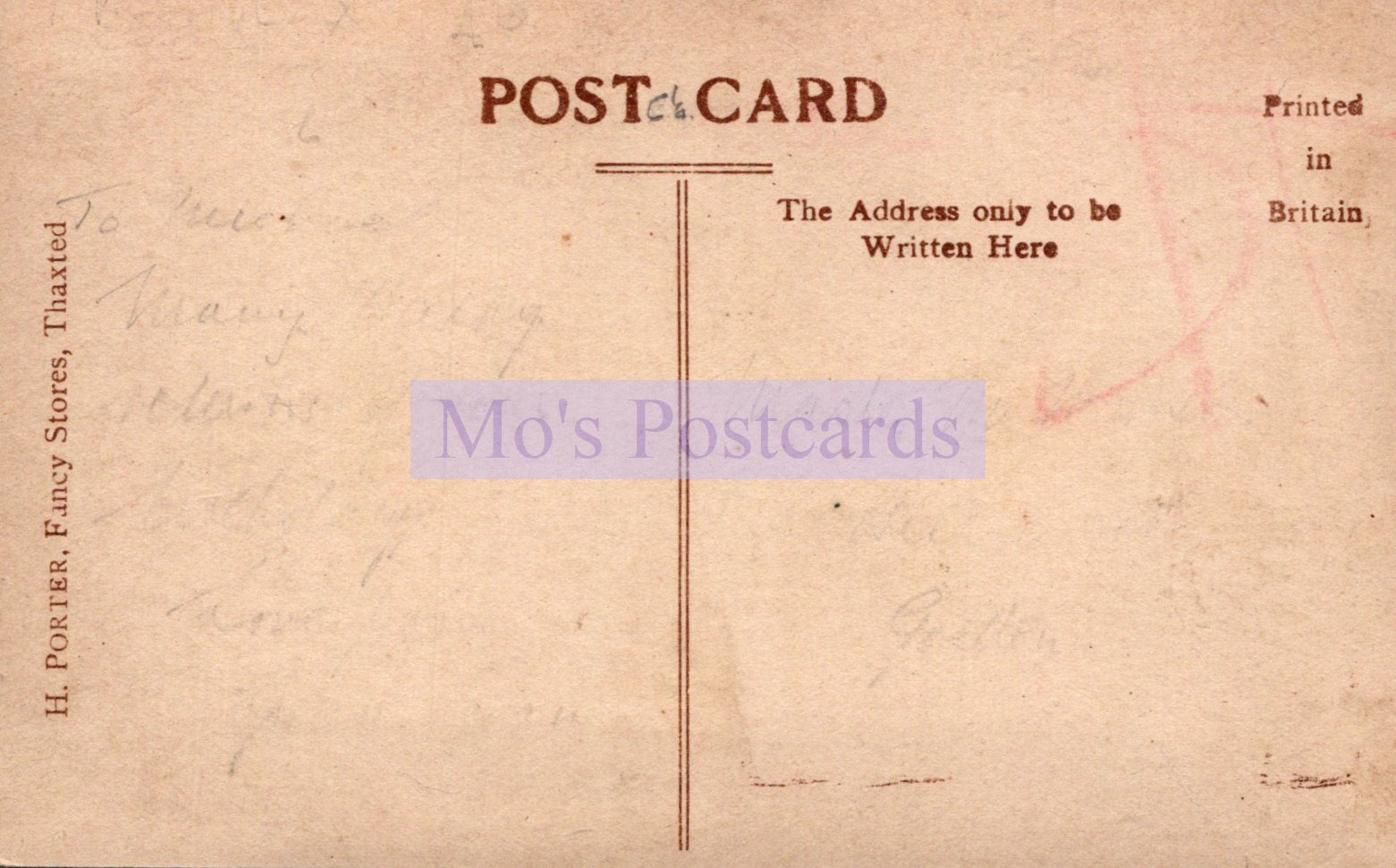 Vintage-style postcard with text and 'Mo's Postcards' branding.