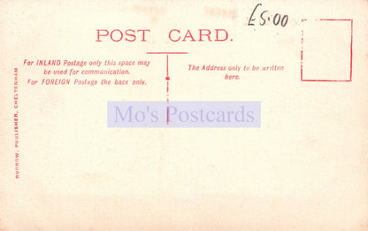 Vintage-style postcard with 'Mo's Postcards' branding on a light pink background