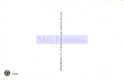 Back of a postcard with 'Mo's Postcards' branding and address information.