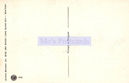 Vintage postcard with 'Mo's Postcards' branding and address details.