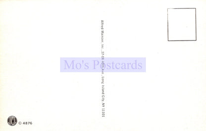 Back of a postcard with 'Mo's Postcards' branding and address information.