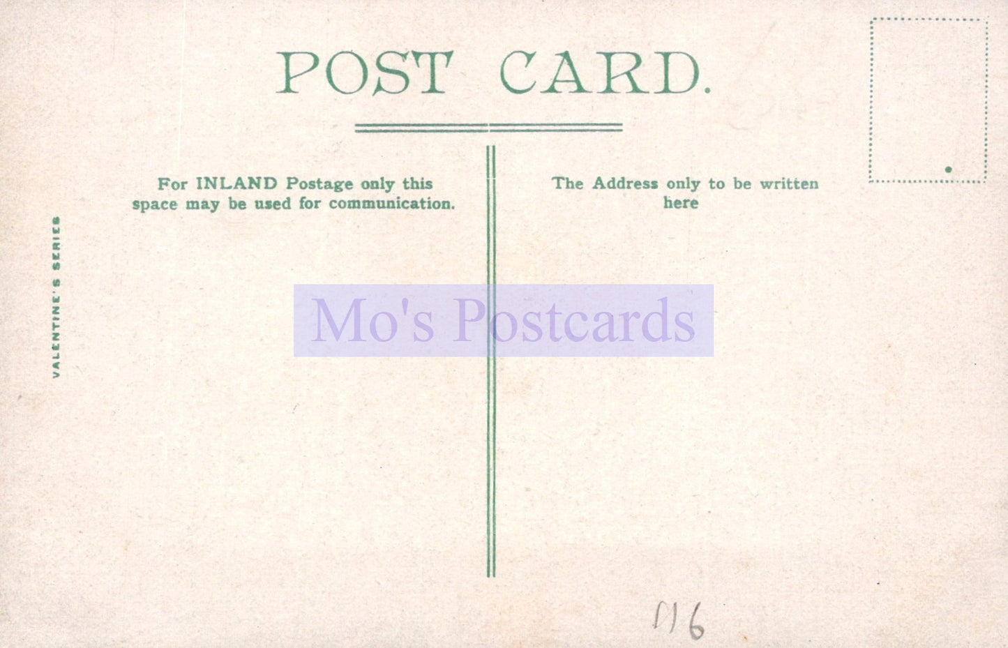 Vintage-style postcard with 'Mo's Postcards' branding on a beige background