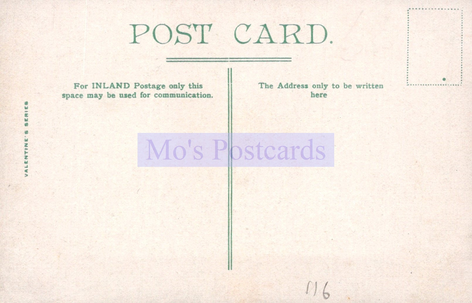 Vintage-style postcard with 'Mo's Postcards' branding on a beige background