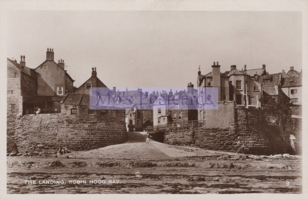 Vintage black and white photo of a coastal scene with houses and a path.